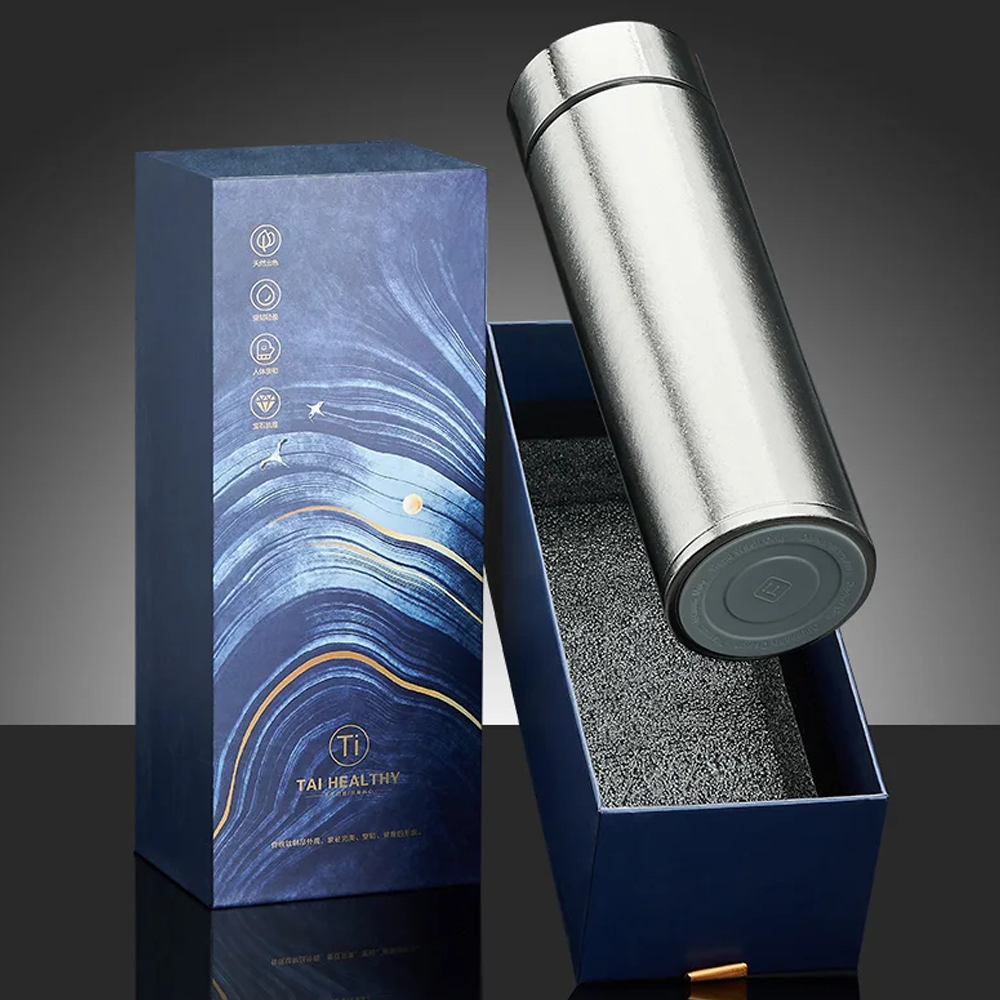 100% Pure Titanium Insulated Water Bottle | Healthy Lightweight Ti Travel Thermos Cup Gift Set